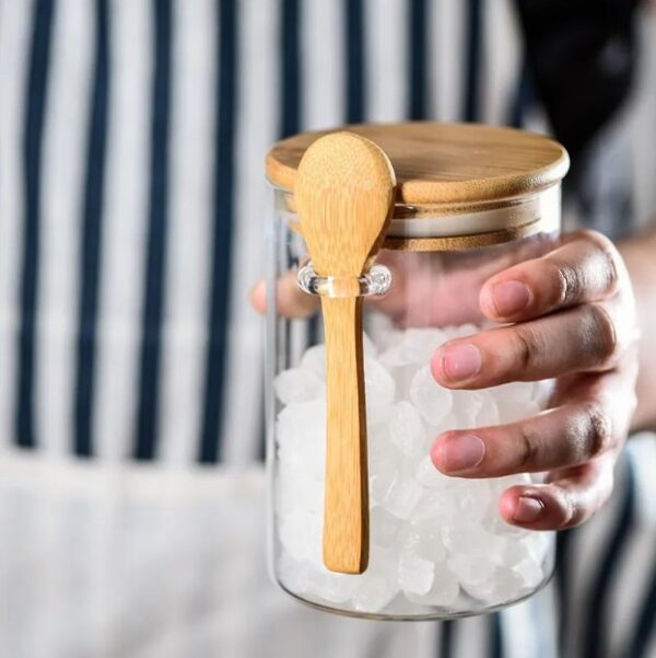 Glass Wood Storage Jar For Kitchen 02