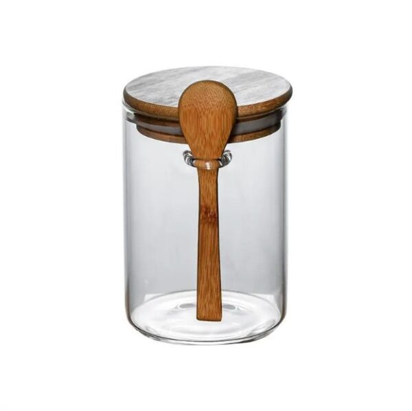 Glass Wood Storage Jar For Kitchen 03